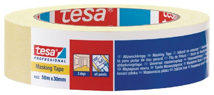 TESAKREPP LISA 4325 - Fita de máscara em papel finamente crepado com um adesivo em borracha natural; - Para aplicações gerais, tais como proteger, segurar, vedar, fixar, fechar embalagens leves, etc.