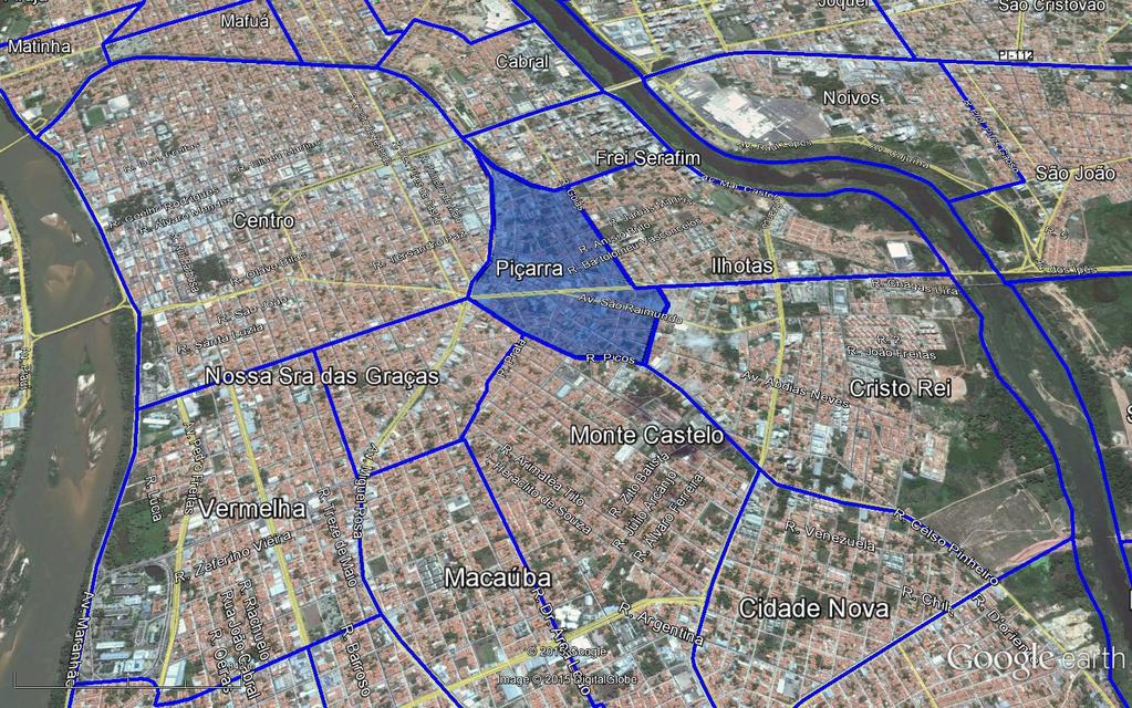 Figura 1: Vista aérea de parte da zona administrativa Centro Norte de Teresina, em