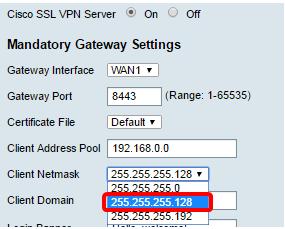 Nota: Certifique-se de que o intervalo de endereço IP não sobrepõe com os alguns dos IP address na rede local. Nota: Neste exemplo, 192.