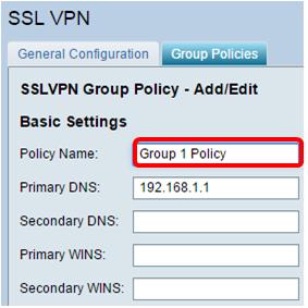 Nota: A tabela do grupo de VPN SSL mostrará a lista de políticas do grupo no dispositivo.
