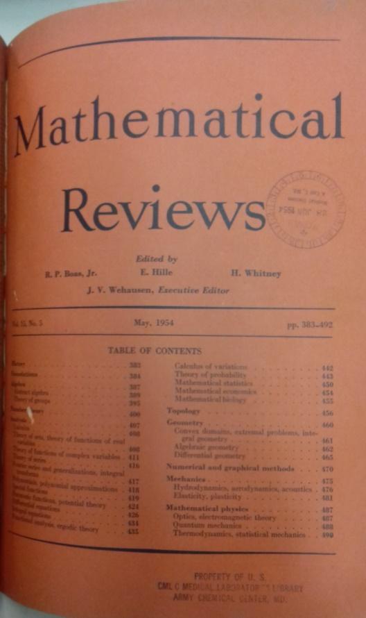 Seus trabalhos Sur les obstacles réduits de H. Hopf. I e Sur les obstacles réduits de H. Hopf. II foram comentados no Mathematical Reviews, conforme as figuras 5 e 6.