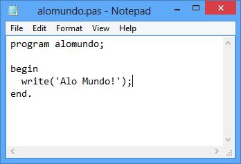Primeiro passo: escrever o programa! alomundo.