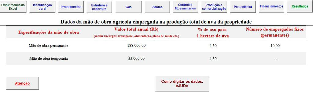 GestFrut_Uva: Aplicativo para Avaliações Econômico-financeiras da Produção de Uvas 7 Fig. 11. Ilustração da tela de mão de obra para o caso de propriedade empresarial.