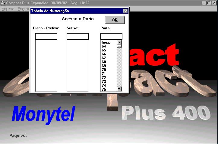 Numeração Compact Plus 400 A opção Numeração permite programar uma tabela de Acesso a Portas. Esta tabela define como se dá o acesso às Portas do sistema a partir de cada plano de numeração.