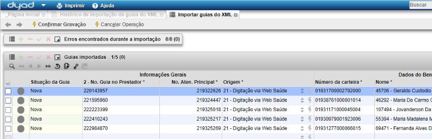 Caso seja exibido a guia detalhada, basta mudar a visão para visualizar as guias em forma