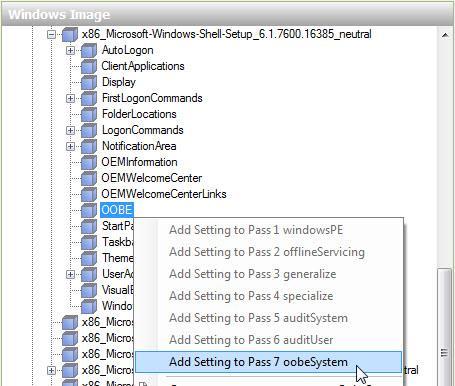 Passo 11 Na área "Imagem do Windows", localize e expanda o componente Microsoft-Windows-Shell-Setup > clique com o botão