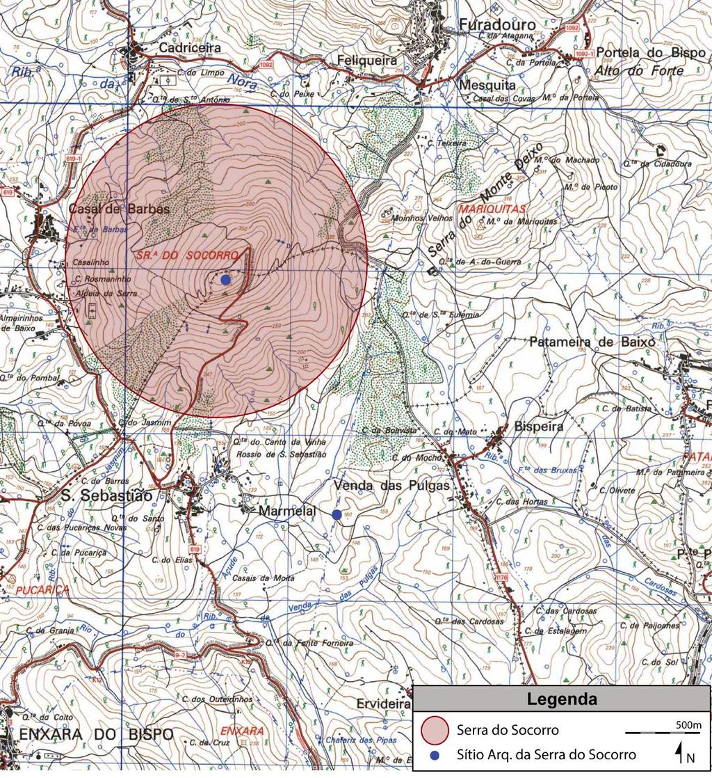 Figura 3-Localização da Serra do Socorro, Carta Militar de