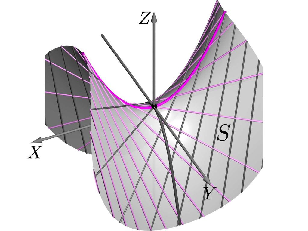 Figura 17.: Parabolóide hiperbólico S visto como superfície regrada.