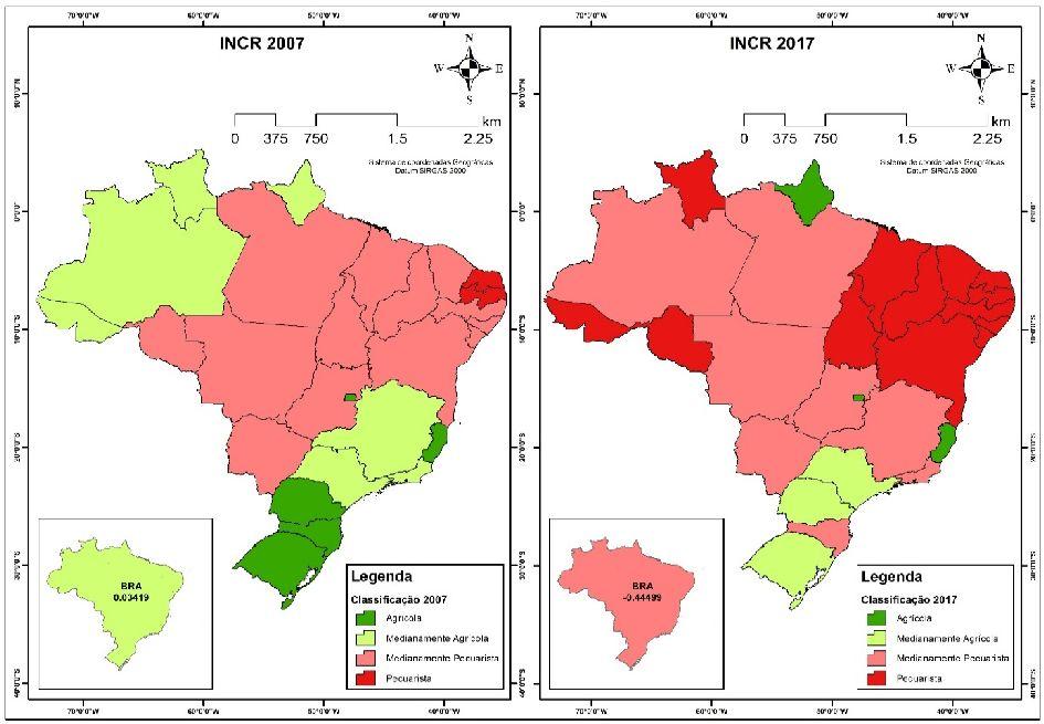 Pará já ocupava essa posção no período anteror e apenas um estado agrícola (AP). Na Regão Nordeste, os resultados mostraram mudanças mas acentuadas.