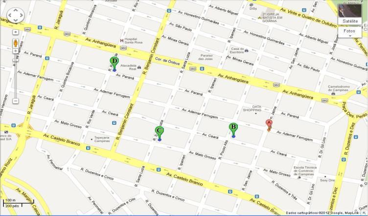 2ª PARTE O problema do Carteiro O mapa a seguir apresenta uma visão de satélite das ruas e avenidas do Setor Campinas, um bairro de Goiânia GO.