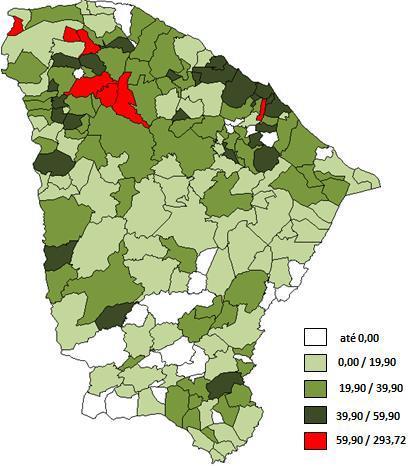 15 1.3 Situação da Tuberculose no Ceará No Ceará, a série histórica de 2001 a 2014 mostra tendência de declínio nos coeficientes de incidência, de 46,5 para 38,7 casos/100 mil habitantes.