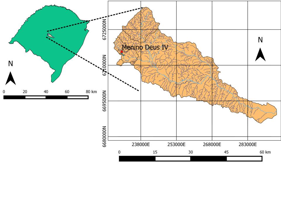 MATERIAL E MÉTODOS Área de estudo A pesquisa foi realizada na bacia hidrográfica do rio Vacacaí Mirim, localizada na região central do Estado do Rio Grande do Sul, conforme a figura 2, situada entre