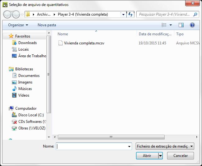 extensão "mcsv" e clique em abrir.