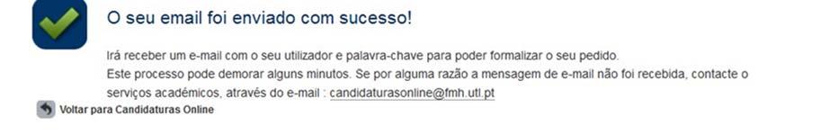 solicitada a confirmação do registo de utilizador No caso de o utilizador escolhido já existir, é mostrado um aviso ao