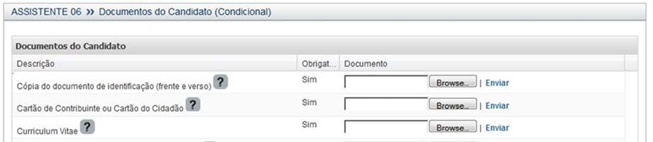 º Passo Etapa Documentos do Candidato 1. Procurar o documento no computador (clicar em Browse ) 2.