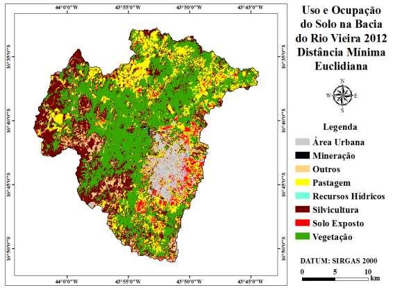 Figura 5: Uso e ocupação do solo utilizado o classificador Distância Mínima Euclidiana.