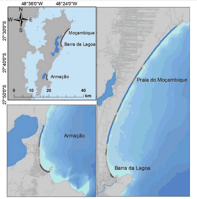 Resultados: Ø Vulnerabilidade baixa e muito baixa: Setor norte e central da praia da Armação; Setor norte da Barra da Lagoa/Moçambique; Ø