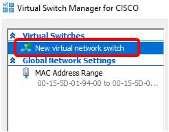 de rede virtual novo para adicionar um virtual switch.