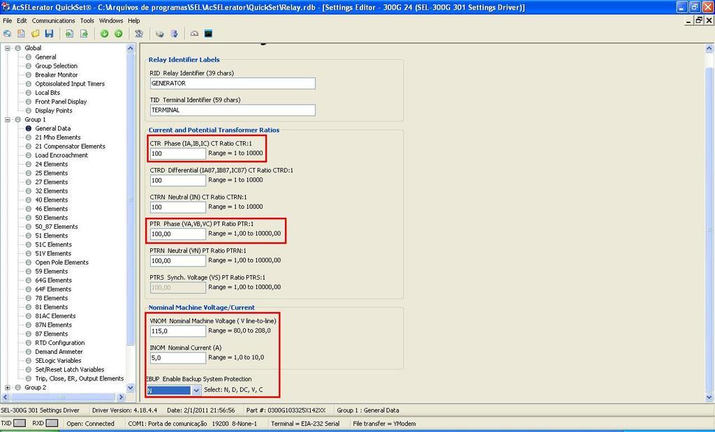 3.2 General Data Clique em Group 1 (no sinal de + ) e em General Data.