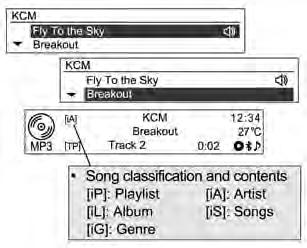 O número de músicas relevante será apresentado por [ip]/artista [ia]/álbum [il]/músicas [is]/género [ig].
