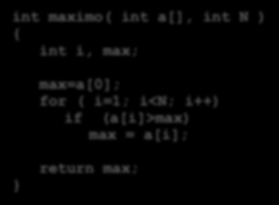 3 4 8 12 main m &x[0] 5 12 a N max maximo } m = maximo(x,5); printf( Maximo = %d\n, m); return 0;