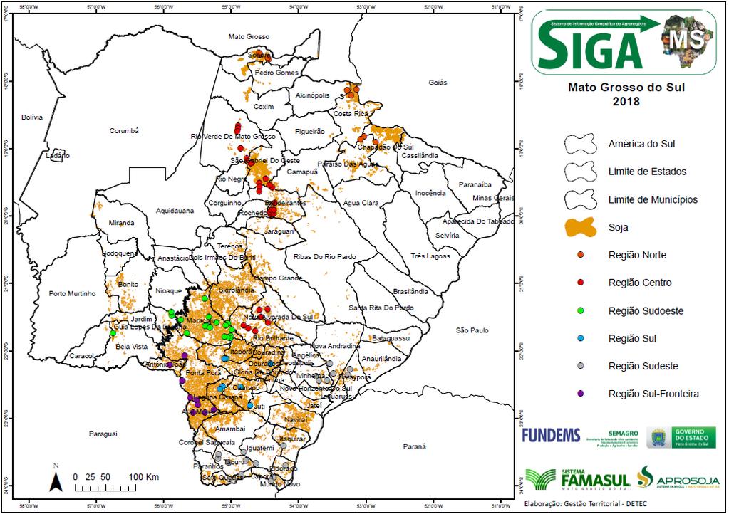 Acompanhamento de Safra Circular 280/2018 Soja-2018/2019 Na segunda semana do mês de outubro deu-se continuidade ao acompanhamento do plantio da soja 2018/2019-1ª safra.