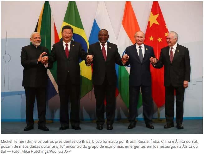 OBJETIVOS DO BRICS Trabalhar coletivamente; acordos financeiros; diálogo;