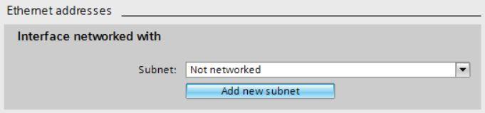 (Endereço de Ethernet). Em "Interface networked with" (Conectar interface com) só existe a entrada "Not networked" (Não conectada).