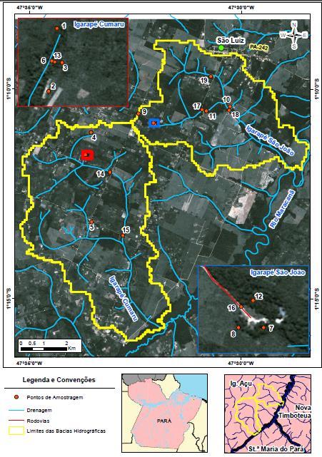 330 ha); Afluentes do rio Maracanã (PA) Variáveis em águas coletadas em piezômetros nos diferentes ecossistemas (mesmas condições de