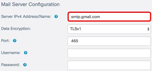 Nota: Para este exemplo, um mail server de Google é configurado com um endereço do servidor de smtp.gmail.com. Etapa 2.