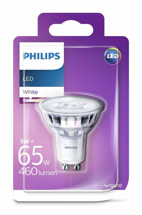 PHILIPS LED Foco 5 W (65 W) GU10 Branco Intensidade não regulável Uma luz confortável para os seus olhos A luz de fraca qualidade pode causar fadiga