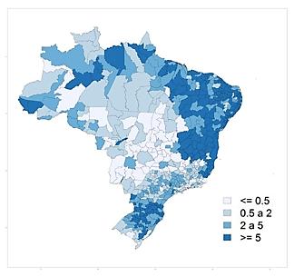 Contratos de custeio do Pronaf por quantidade de estabelecimentos (x100) Microrregiões Pronaf costing contracts per number of establishments (x100) - Microregions