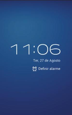 Utilidades Relógio Use essa aplicação para definir alarmes ou usá-lo como relógio de tela. Toque em Relógio na Tela de aplicações.