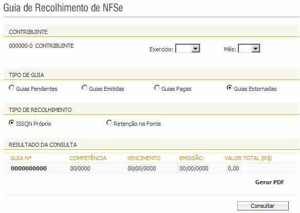 Caso a guia a ser emitida seja de ISS próprio é possível selecionar as notas que irão compor a guia. Para selecionar as notas clique em <Selecionar Notas>.