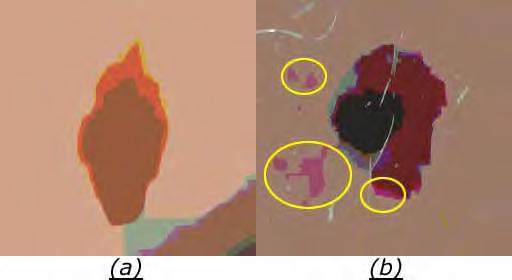 3.3 Merge (União) 57 Figura 3.13: Imagens após crescimento de região. Foram usadas duas abordagens para fazer a união das regiões doentes.