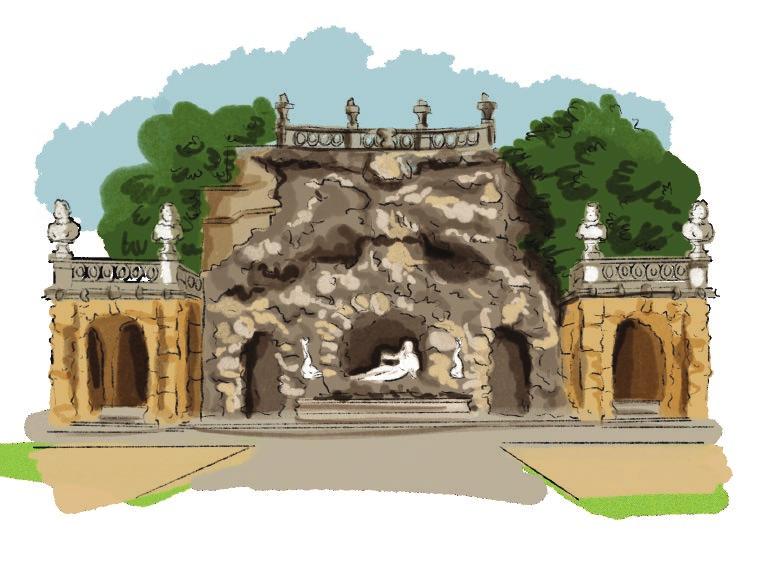 Cascata dos Poetas, no jardim do Palácio do Marquês de Pombal CURIOSIDADES De oeiras - O Palácio do Marquês de Pombal, uma casa senhorial portuguesa do século XVIII, foi classificado como monumento