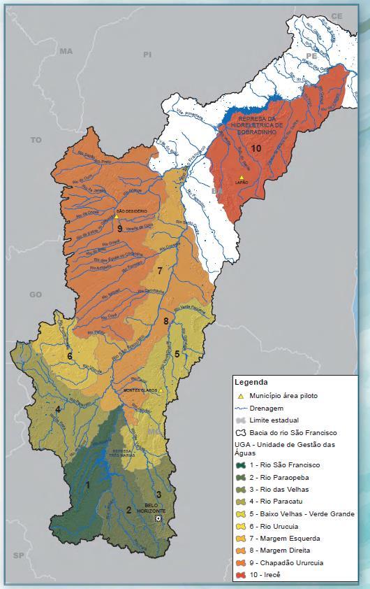 Resultados do estudos Proposta de 10 Unidades de Gestão das Águas (UGAS) Divisão Realizada a Partir de Subdomínios Hidrogeológicos e Bacias