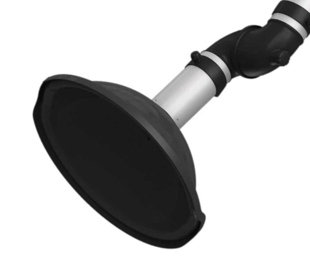 Coifa tipo domo preta, em plástico condutivo, para braços FX2 50/75/100. Projetada para capturar contaminantes com alta dispersão explosivos ou com risco de descarga eletrostática.