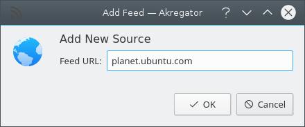 2.2 Adicionar uma fonte O Akregator oferece-lhe algumas fontes relacionadas com o KDE - obviamente, poderá querer adicionar as suas próprias fontes.