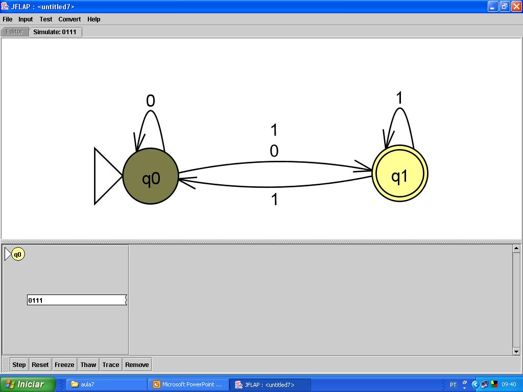 Exemplo: Seja M = ({q0,q1},{0,1},,