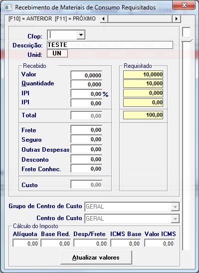 3.4.3. Aba de itens para consumo: 3.4.3.1.