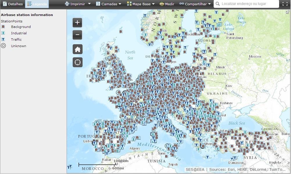 União EUROPEIA EEA Agência possui dados armazenados das redes de monitoramento