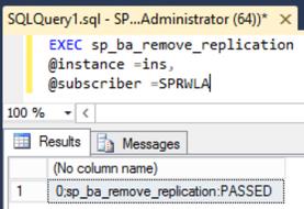 EXEC sp_ba_remove_replication @instance = <ICM instancename>, @subscriber