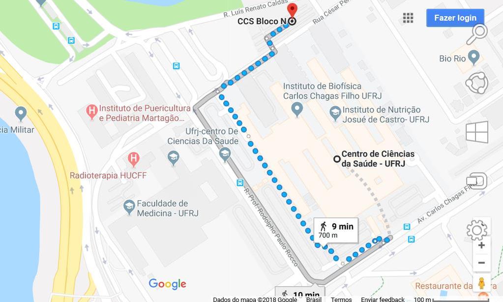 Orientação pelo Google Maps: https://goo.gl/skomxf No dia 04/05 Entrada por qualquer das portarias do CCS.