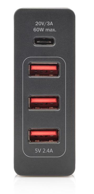 1.0 INTRODUÇÃO O adaptador de carregamento de 4 portas, USB Type-C da Digitus consiste na estação de carregamento universal para todos os seus equipamentos.