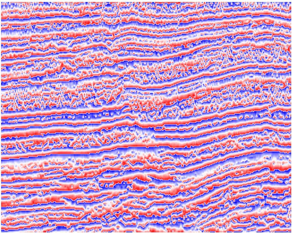24 Figura 5 Fase calculada sobre seção sísmica representada na figura. Outro atributo muito utilizado é a freqüência instantânea.