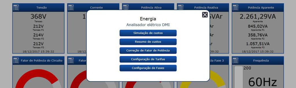 Analisando e corrigindo o fator de potência no DATALOG Nesta sessão do DATALOG, poderá ser feita uma simulação de análise e correção do fator de potência (kvar), conforme as instruções a