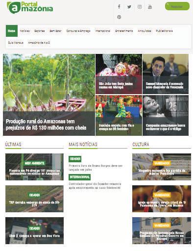 Imagem 03 Layout Atual do Portal Amazônia Fonte: http://portalamazonia.com - Acesso em 22 jun.2017.