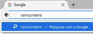 Exemplo com a opção Mostrar sugestões de pesquisa na barra de endereço desmarcada (padrão) Sem apresentar as sugestões.