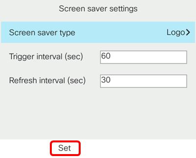 Nota: Neste exemplo, o intervalo do refrescamento é ajustado a 30 segundos. Etapa 10. Pressione a chave macia do grupo para salvar os ajustes do screensaver.